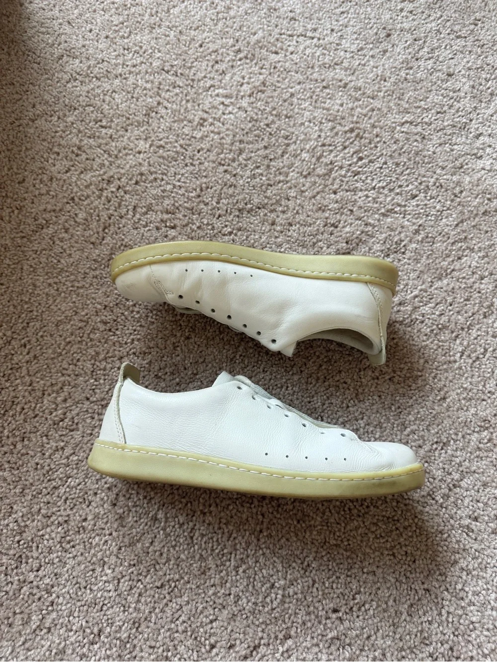 Clarks Cream Leather Sneakers